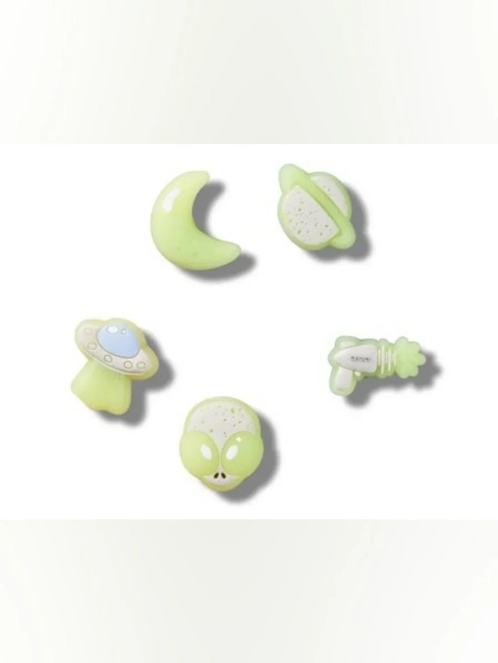 CROCS Glow-in-the-Dark Space Jibbitz Charms — Lime Green Set